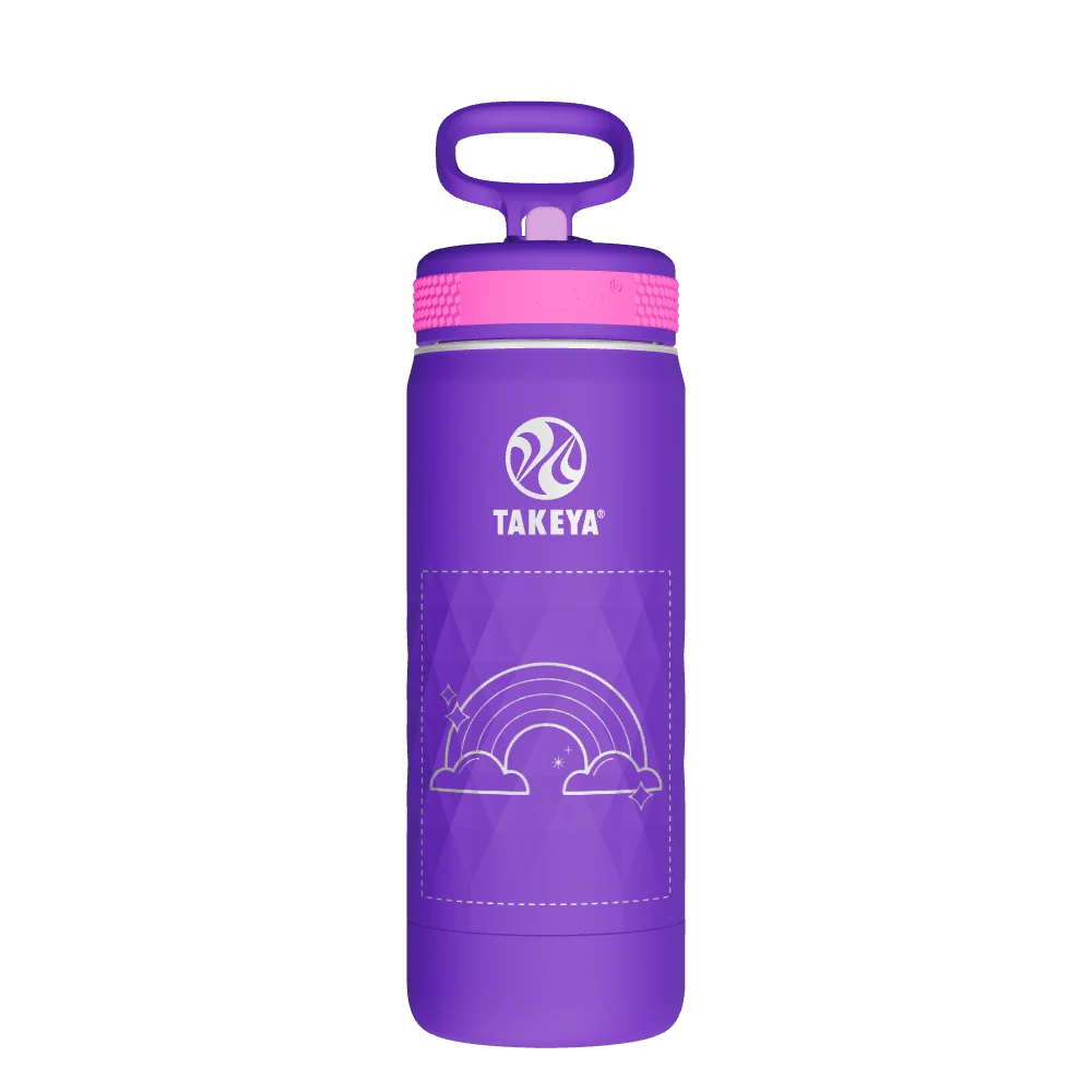 Takeya Kids Sport Water Bottle With Straw Lid - 18oz Grape Blaze - Model 51895-TAKEYA-KIDS-SPORT-WATER-BOTTLE-WITH-STRAW-LID-CUSTOMIZED-45-18OZ-GRAPE-BLAZE