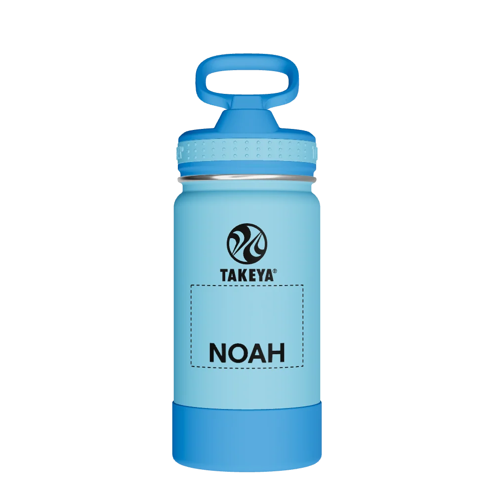 Takeya Actives Kids Water Bottle With Straw Lid - 14oz Atlantic/SailBlue - Model 50314-TAKEYA-ACTIVES-KIDS-WATER-BOTTLE-WITH-STRAW-LID-CUSTOMIZED-71-14OZ-ATLANTIC-SAILBLUE