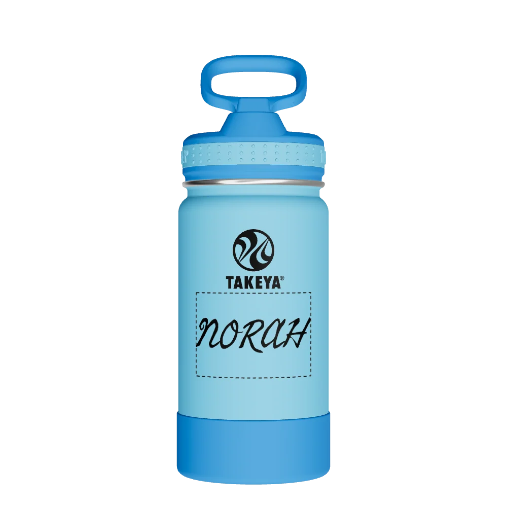 Takeya Actives Kids Water Bottle With Straw Lid - 14oz Atlantic/SailBlue - Model 50314-TAKEYA-ACTIVES-KIDS-WATER-BOTTLE-WITH-STRAW-LID-CUSTOMIZED-48-14OZ-ATLANTIC-SAILBLUE