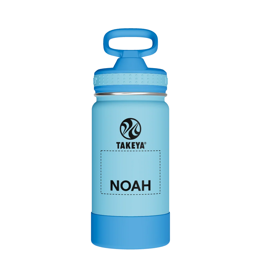 Takeya Actives Kids Water Bottle With Straw Lid - 14oz Atlantic/SailBlue - Model 50314-TAKEYA-ACTIVES-KIDS-WATER-BOTTLE-WITH-STRAW-LID-CUSTOMIZED-67-14OZ-ATLANTIC-SAILBLUE