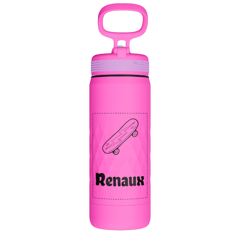 Takeya Kids Sport Water Bottle With Straw Lid - 18oz Fuchsia Flash