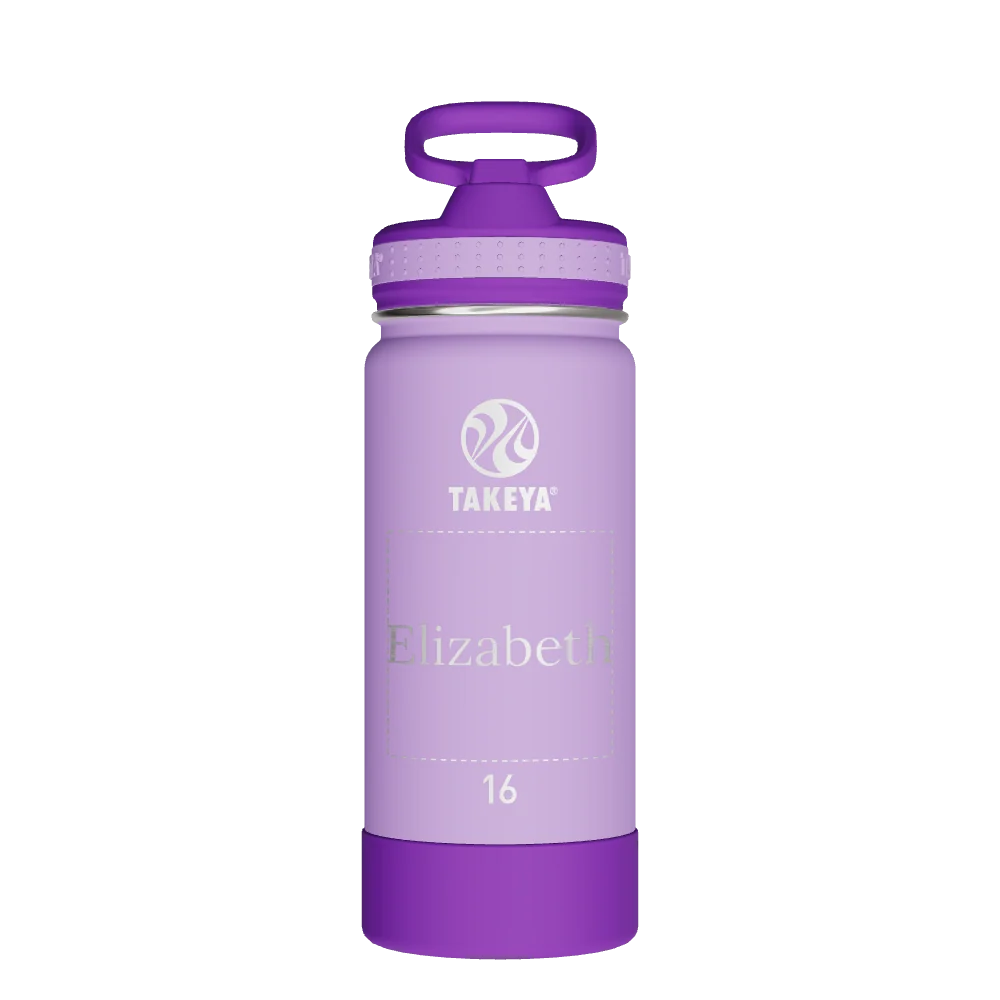 Takeya Actives Kids Water Bottle With Straw Lid - 16oz Lilac/Ultraviolet - Model 52403-TAKEYA-ACTIVES-KIDS-WATER-BOTTLE-WITH-STRAW-LID-CUSTOMIZED-94-16OZ-LILAC-ULTRAVIOLET