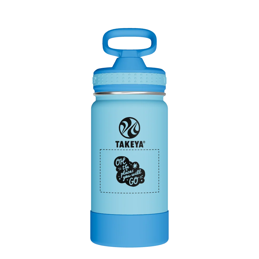 Takeya Actives Kids Water Bottle With Straw Lid - 14oz Atlantic/SailBlue - Model 50314-TAKEYA-ACTIVES-KIDS-WATER-BOTTLE-WITH-STRAW-LID-CUSTOMIZED-15-14OZ-ATLANTIC-SAILBLUE