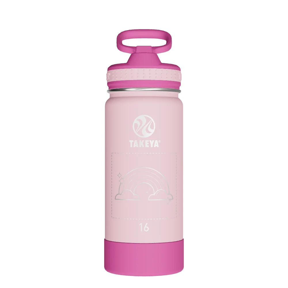 Takeya Actives Kids Water Bottle With Straw Lid - 16oz Super Pink - Model 52404-TAKEYA-ACTIVES-KIDS-WATER-BOTTLE-WITH-STRAW-LID-CUSTOMIZED-63-16OZ-SUPER-PINK