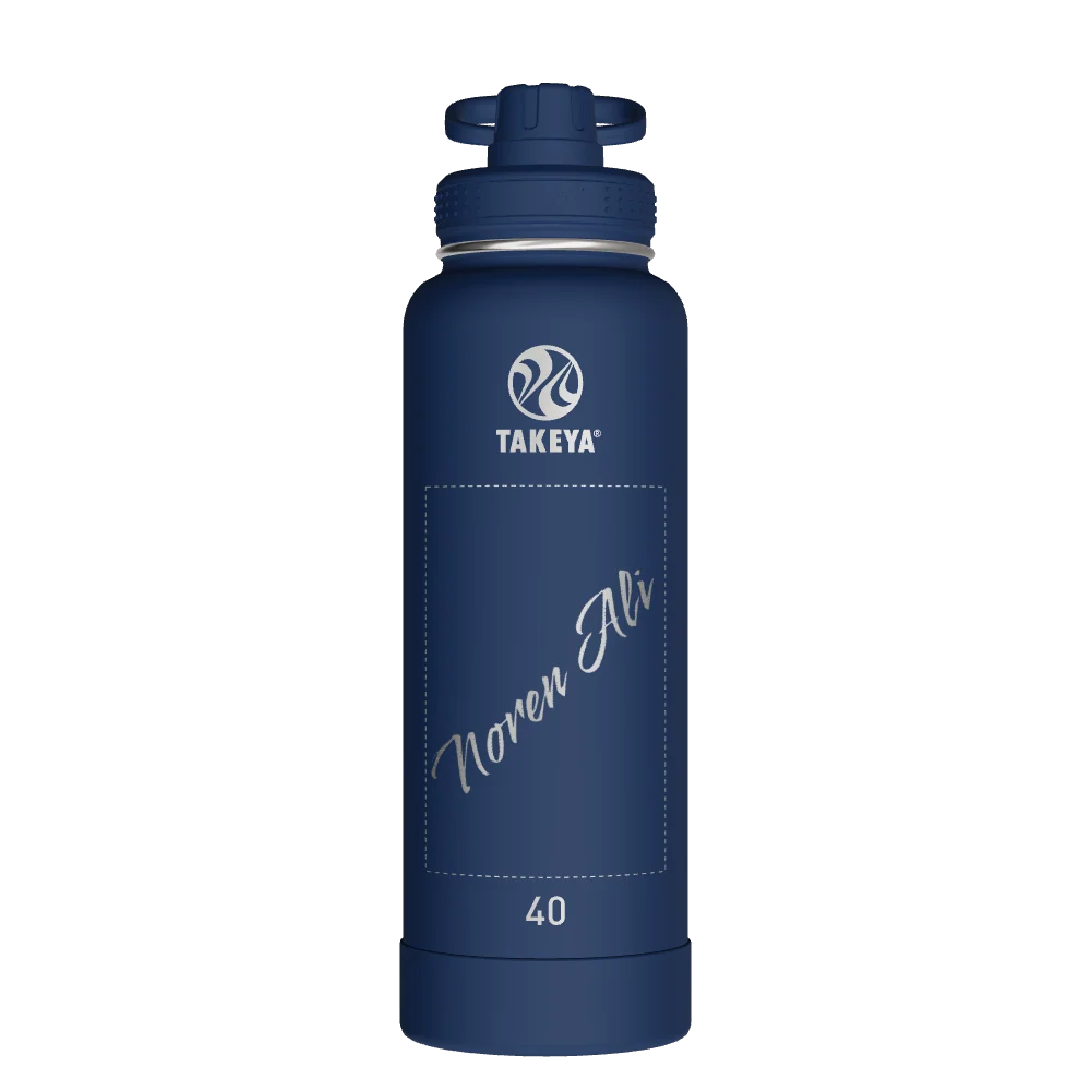 Takeya Actives Water Bottle With Spout Lid - 40oz Midnight - Model 51004-TAKEYA-ACTIVES-WATER-BOTTLE-WITH-SPOUT-LID-CUSTOMIZED-314-40OZ-MIDNIGHT