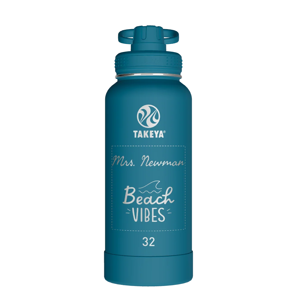 Takeya Actives Water Bottle With Spout Lid - 32oz Mystic Blue - Model 51308-TAKEYA-ACTIVES-WATER-BOTTLE-WITH-SPOUT-LID-CUSTOMIZED-286-32OZ-MYSTIC-BLUE