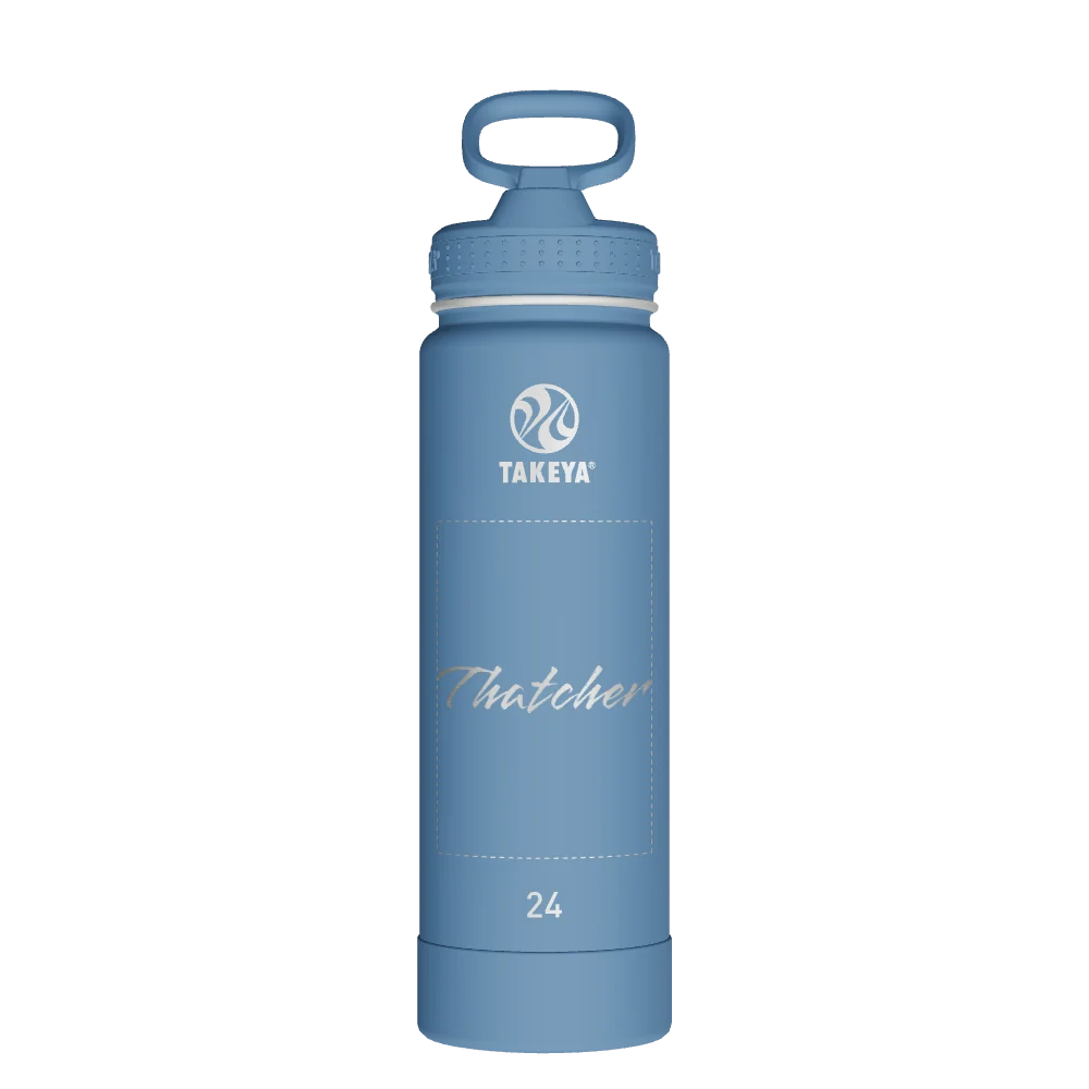 Takeya Actives Water Bottle With Straw Lid - 24oz Bluestone - Model 51237-TAKEYA-ACTIVES-WATER-BOTTLE-WITH-STRAW-LID-CUSTOMIZED-88-24OZ-BLUESTONE