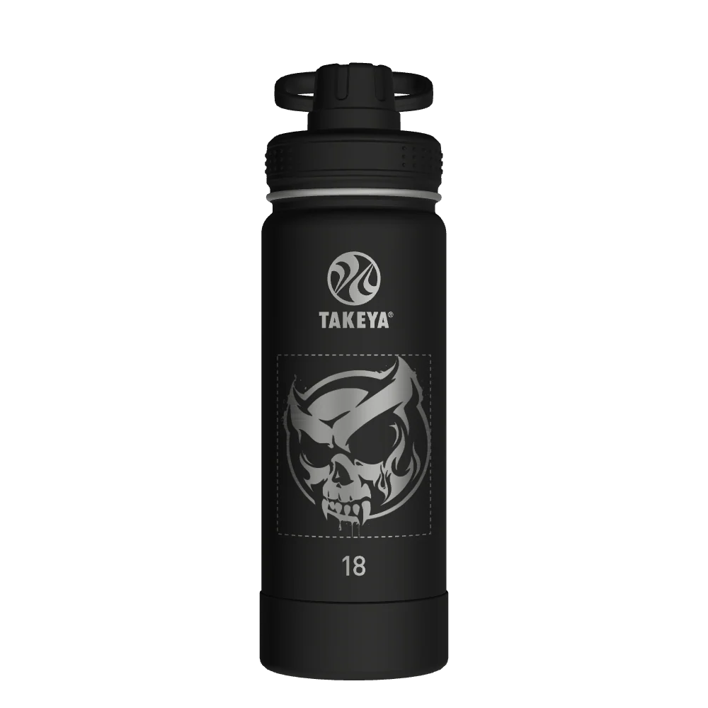 Takeya Actives Water Bottle With Spout Lid - 18oz Onyx - Model 51060-TAKEYA-ACTIVES-WATER-BOTTLE-WITH-SPOUT-LID-CUSTOMIZED-129-18OZ-ONYX