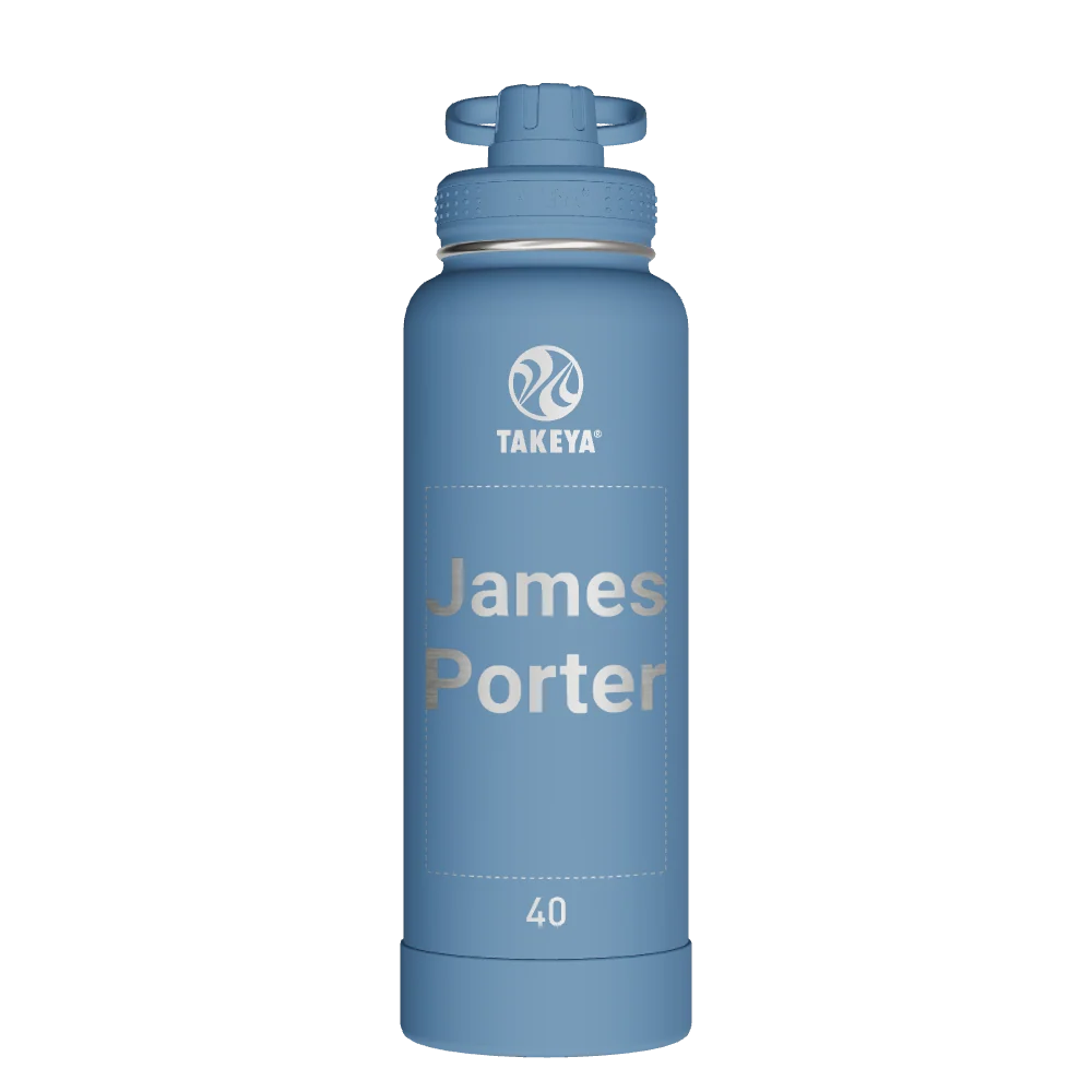 Takeya Actives Water Bottle With Spout Lid - 40oz Bluestone - Model 52001-TAKEYA-ACTIVES-WATER-BOTTLE-WITH-SPOUT-LID-CUSTOMIZED-121-40OZ-BLUESTONE