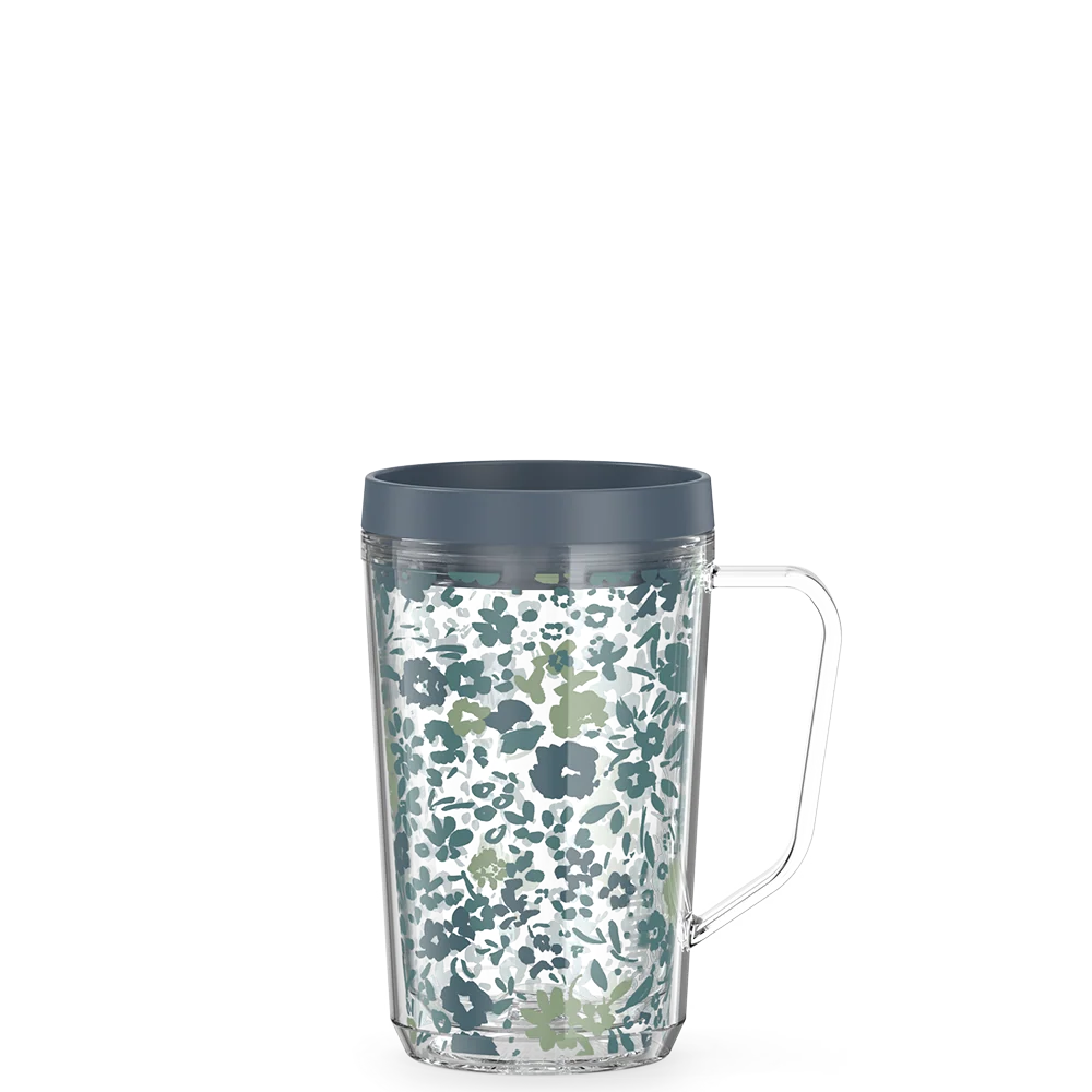 THERMOS 16oz Double Wall Desk Mug Blue Floral