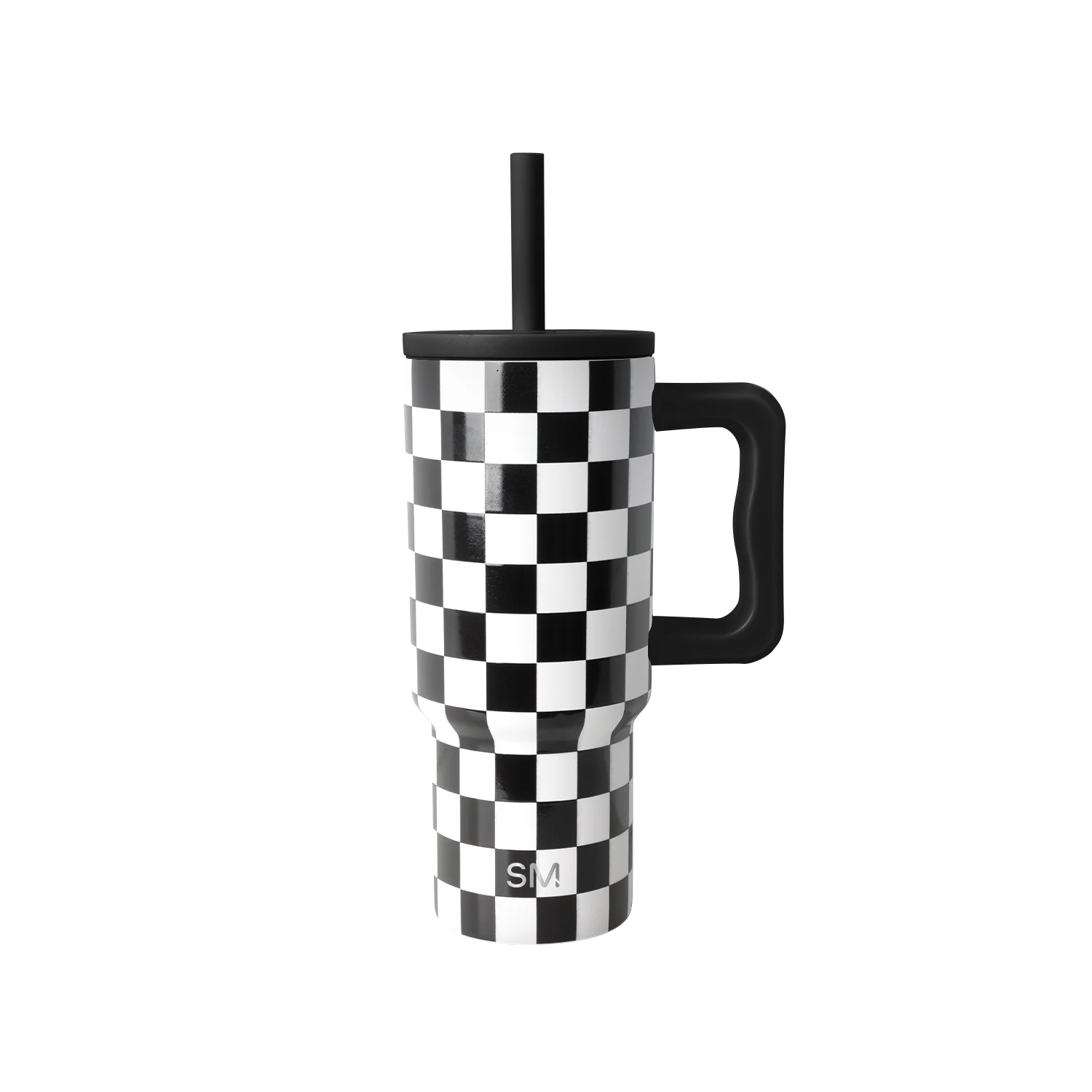 Simple Modern Trek Kids Tumbler with Silicone Straw Lid - 24oz Black and White Checkmate