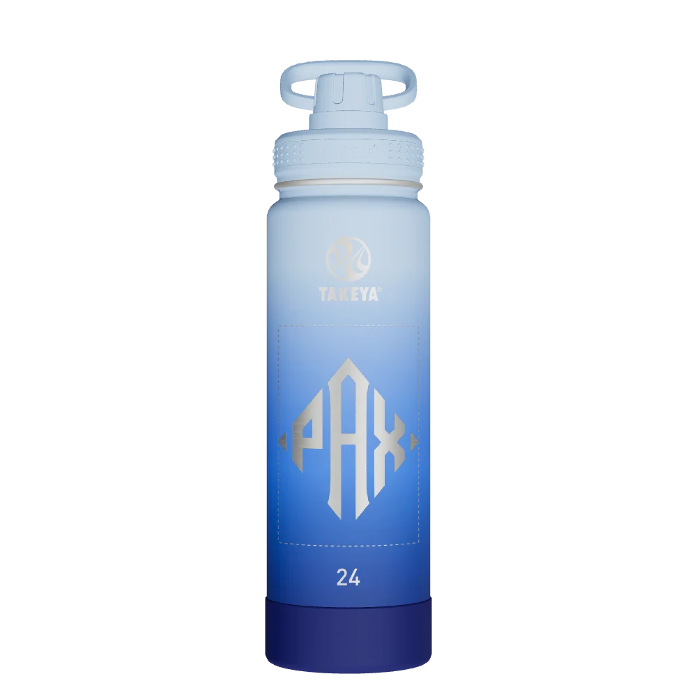 Takeya Actives Water Bottle With Spout Lid - 24oz Pacific Blue - Model 51396-TAKEYA-ACTIVES-WATER-BOTTLE-WITH-SPOUT-LID-CUSTOMIZED-187-24OZ-PACIFIC-BLUE