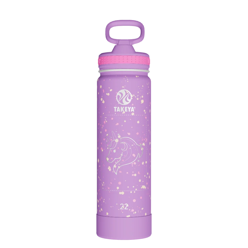 Takeya Actives Water Bottle With Straw Lid - 22oz Confetti Purple Love - Model 50432-TAKEYA-ACTIVES-WATER-BOTTLE-WITH-STRAW-LID-CUSTOMIZED-121-22OZ-CONFETTI-PURPLE-LOVE