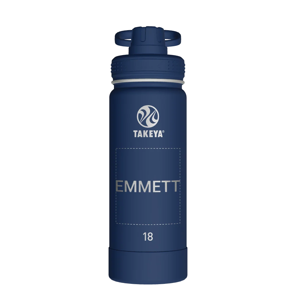 Takeya Actives Water Bottle With Spout Lid - 18oz Midnight - Model 51064-TAKEYA-ACTIVES-WATER-BOTTLE-WITH-SPOUT-LID-CUSTOMIZED-72-18OZ-MIDNIGHT