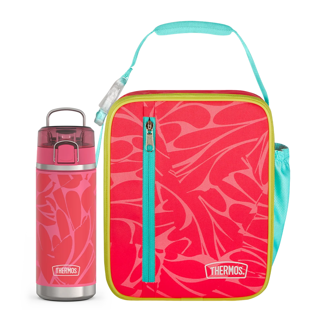 THERMOS Abstract Petals Upright & 18oz Icon™ Kids Water Bottle Bundle