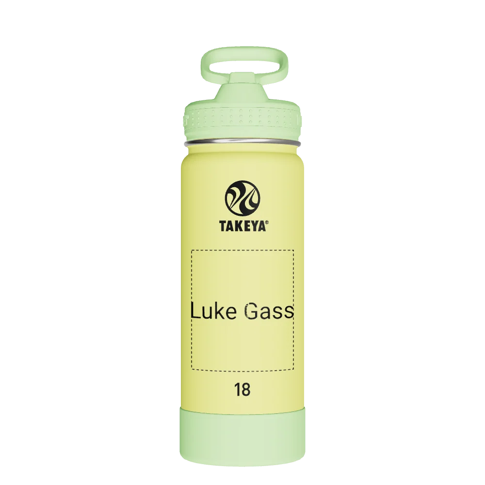Takeya Actives Kids Glow In The Dark Water Bottle With Straw Lid - 18oz Lightning Green - Model 51075-TAKEYA-ACTIVES-KIDS-GLOW-IN-THE-DARK-WATER-BOTTLE-WITH-STRAW-LID-CUSTOMIZED-35-18OZ-LIGHTNING-GREEN