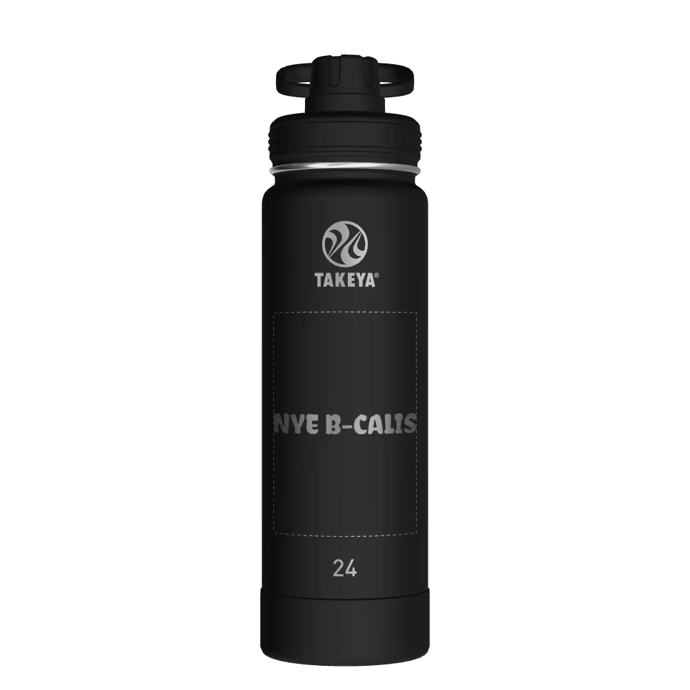Takeya Actives Water Bottle With Spout Lid - 24oz Onyx - Model 51040-TAKEYA-ACTIVES-WATER-BOTTLE-WITH-SPOUT-LID-CUSTOMIZED-266-24OZ-ONYX