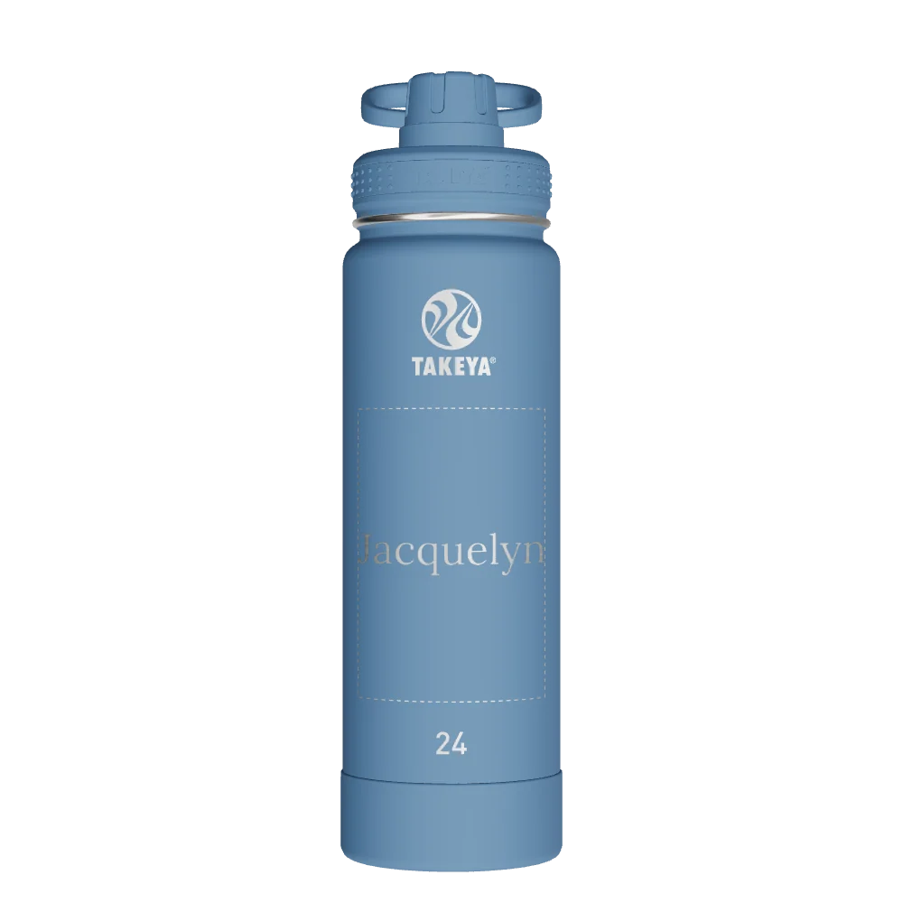 Takeya Actives Water Bottle With Spout Lid - 24oz Bluestone - Model 51216-TAKEYA-ACTIVES-WATER-BOTTLE-WITH-SPOUT-LID-CUSTOMIZED-369-24OZ-BLUESTONE