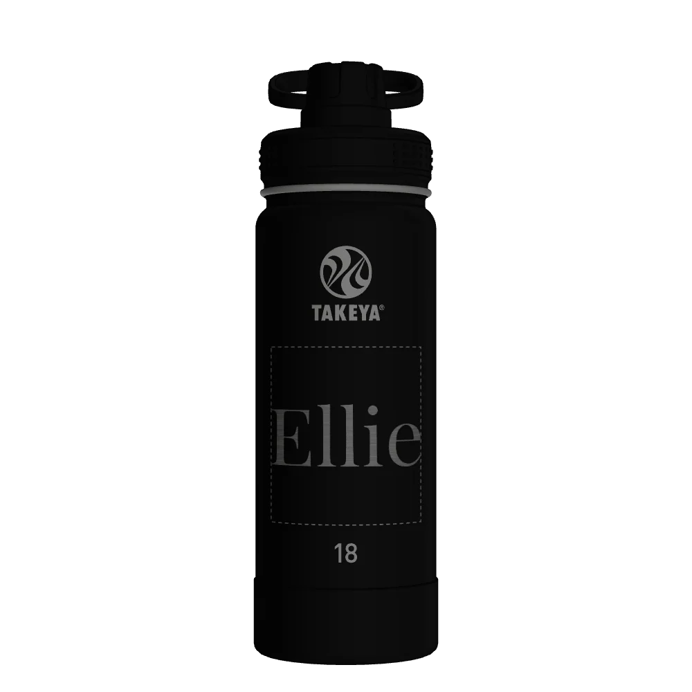 Takeya Actives Water Bottle With Spout Lid - 18oz Onyx - Model 51060-TAKEYA-ACTIVES-WATER-BOTTLE-WITH-SPOUT-LID-CUSTOMIZED-456-18OZ-ONYX