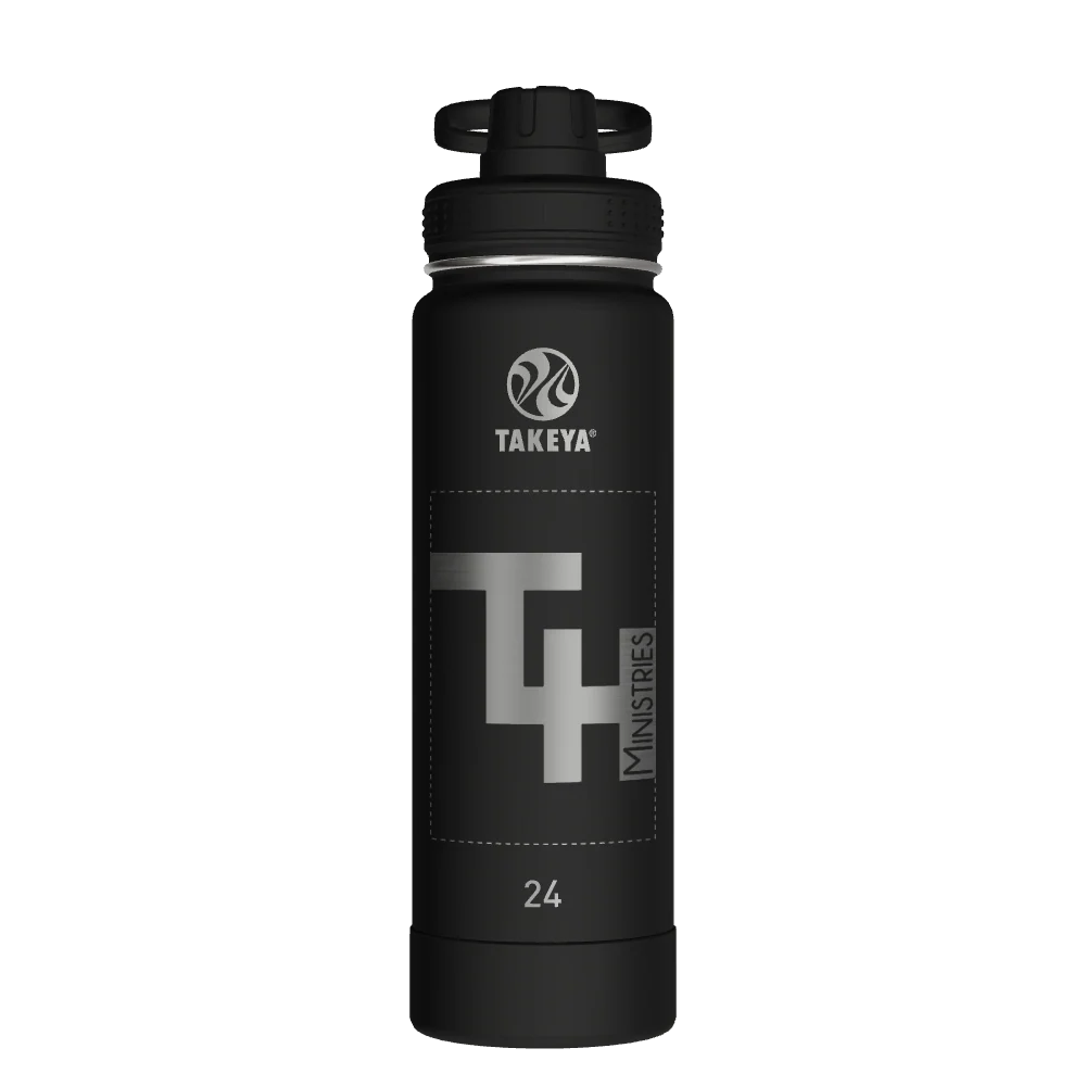 Takeya Actives Water Bottle With Spout Lid - 24oz Onyx - Model 51040-TAKEYA-ACTIVES-WATER-BOTTLE-WITH-SPOUT-LID-CUSTOMIZED-447-24OZ-ONYX