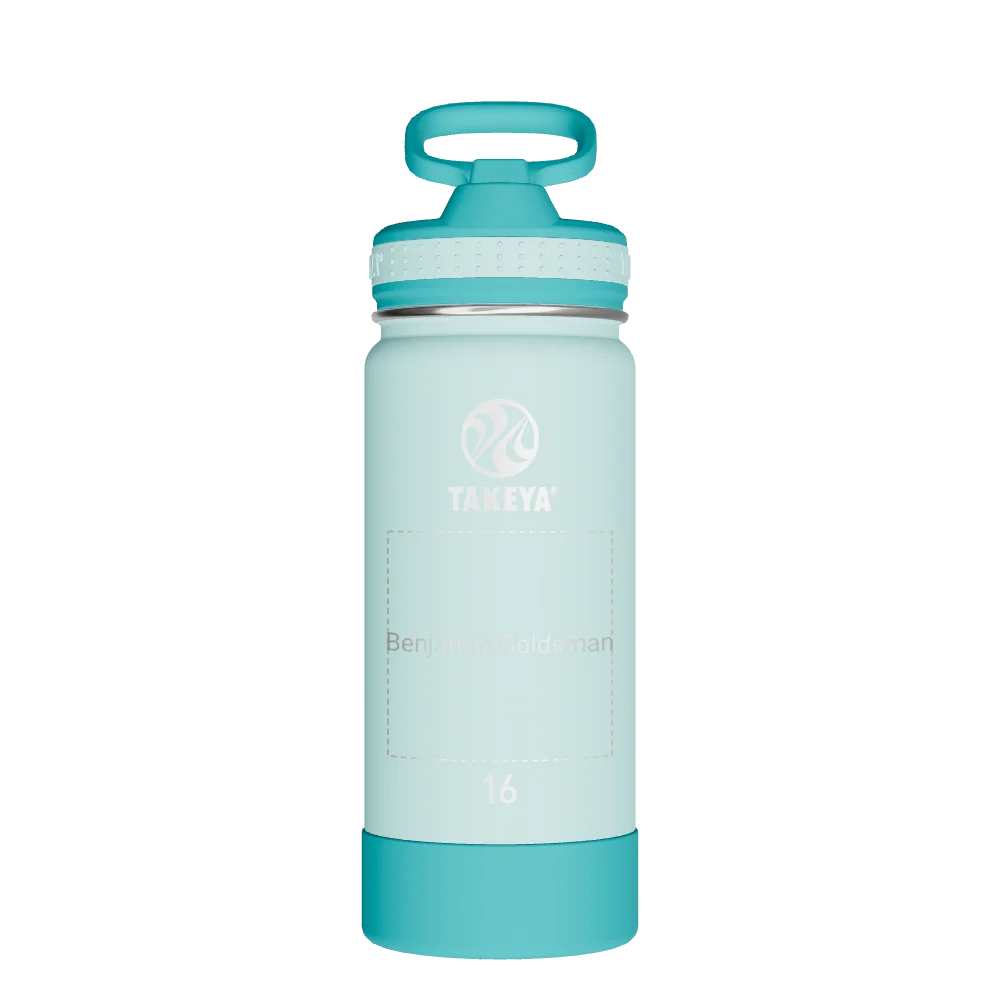 Takeya Actives Kids Water Bottle With Straw Lid - 16oz Surfer/Lagoon - Model 52400-TAKEYA-ACTIVES-KIDS-WATER-BOTTLE-WITH-STRAW-LID-CUSTOMIZED-66-16OZ-SURFER-LAGOON